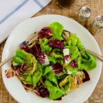 Simple Vinaigrette on a salad of lettuce, radicchio and endive.