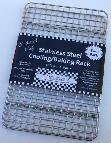 Checkered Chef Cooling Rack - Set of 2 Stainless Steel, Oven Safe Grid Wire  Racks for Cooking