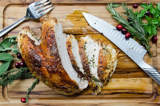 Air Fried Turkey Breast with Herb Butter