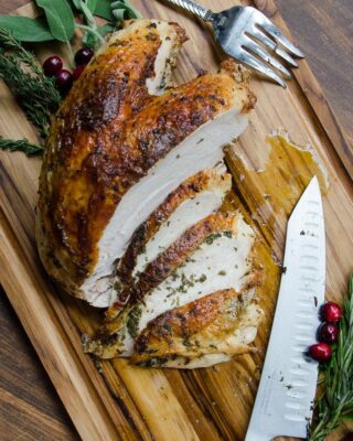 Air Fried Turkey Breast with Herb Butter