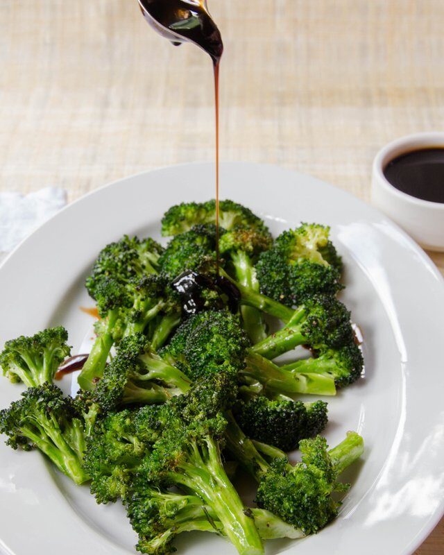 Air-Fried Broccoli with Sweet Soy Drizzle