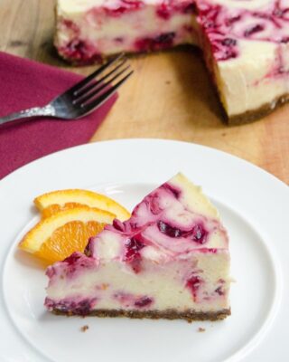 Orange and Cranberry Swirl Cheesecake