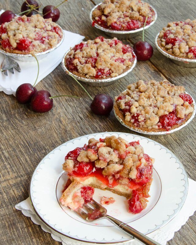 Mini Cherry and Cheese Streusel Tartlets