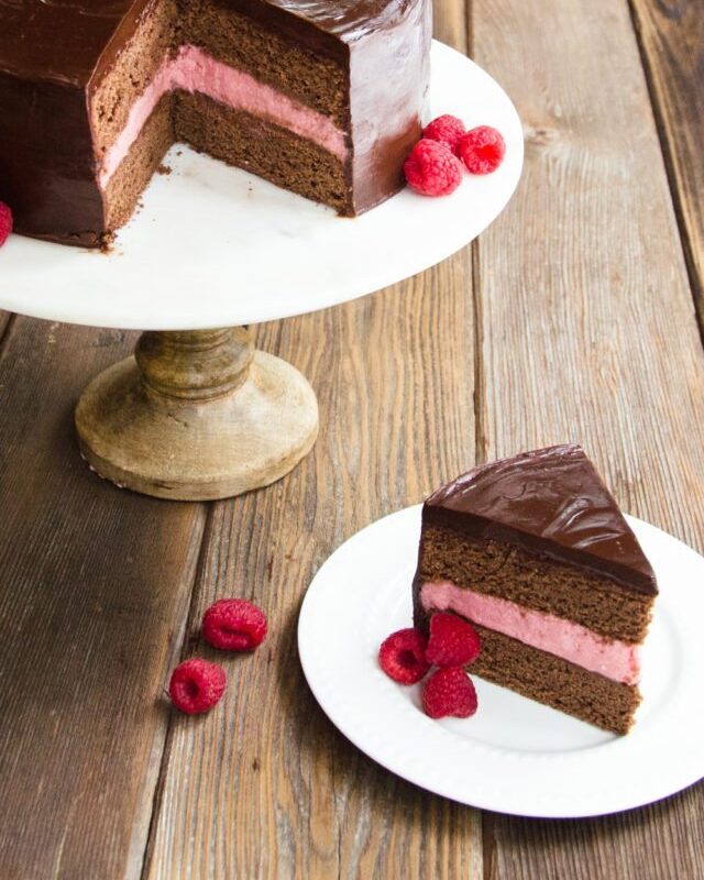 Dark Chocolate Cake with Raspberry Mousse