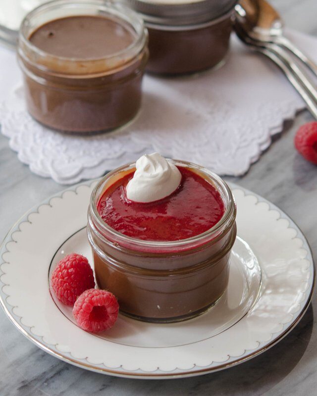 Chocolate Raspberry Pots de Crème