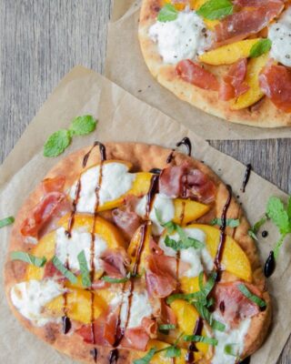 Peach, Prosciutto and Burrata Flatbread