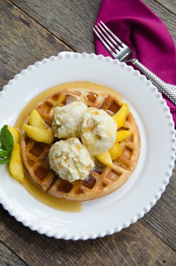 Peach Ice Cream with Waffles | Blue Jean Chef - Meredith Laurence
