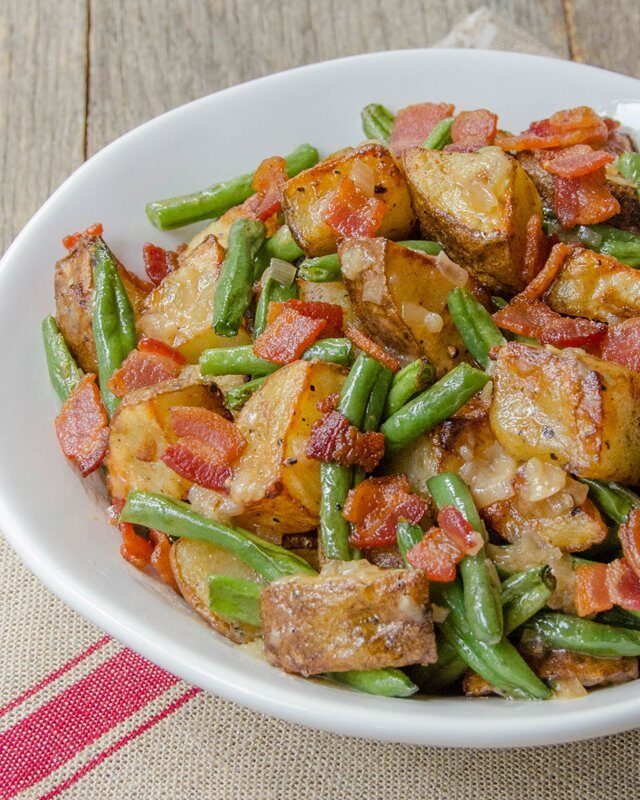 Potatoes and Green Beans with Warm Bacon Dressing