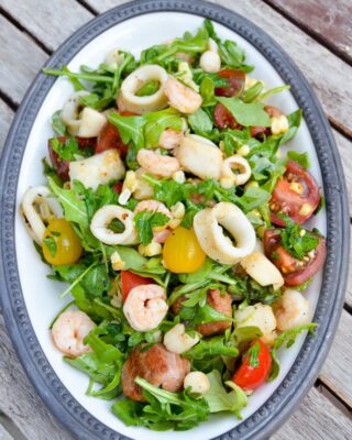 Seafood Salad with Corn and Chorizo