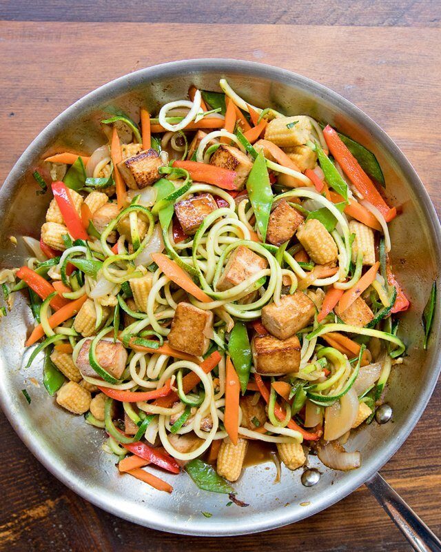 Stir Fried Zoodles and Vegetables with Tofu