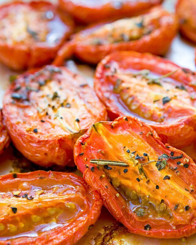 Slow Roasted Tomatoes with Garlic and Herbs