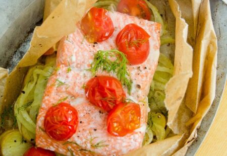 Sockeye Salmon en Papillote with Potatoes, Fennel and Dill