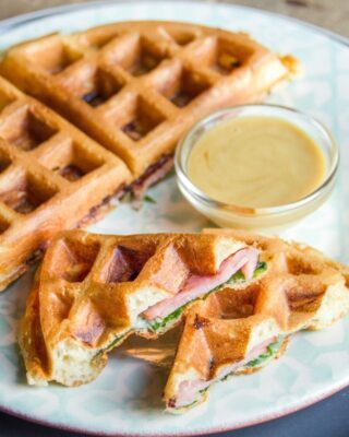 Spinach, Ham and Gruyere Cheese Stuffed Waffles