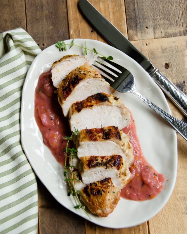 Chicken Breasts with Orange Rhubarb Sauce