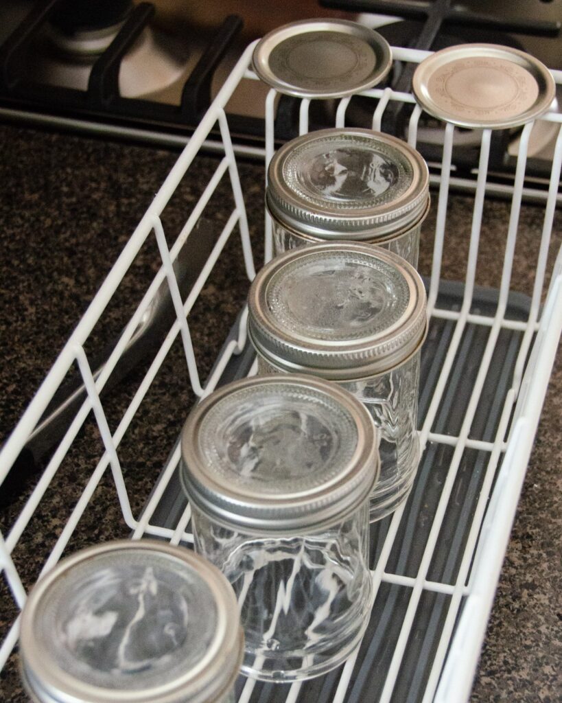 Jars air-drying for jam
