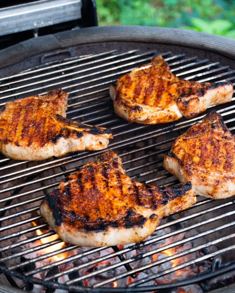 Brined Pork Chops with Grilled Pineapple