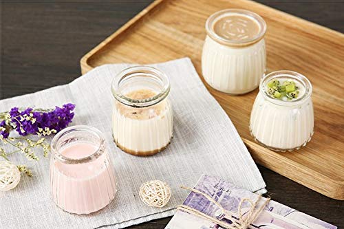 Small Yogurt Jars,Encheng 4 oz Clear Glass Jars With Lids,Glass