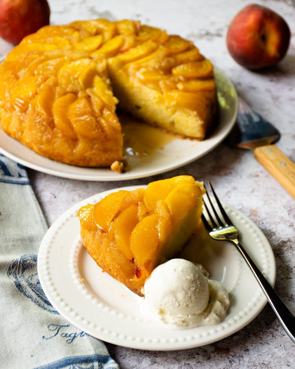 Upside Down Peach Cake | Blue Jean Chef - Meredith Laurence