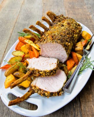 Herb Crusted Pork Rib Roast with Root Vegetables