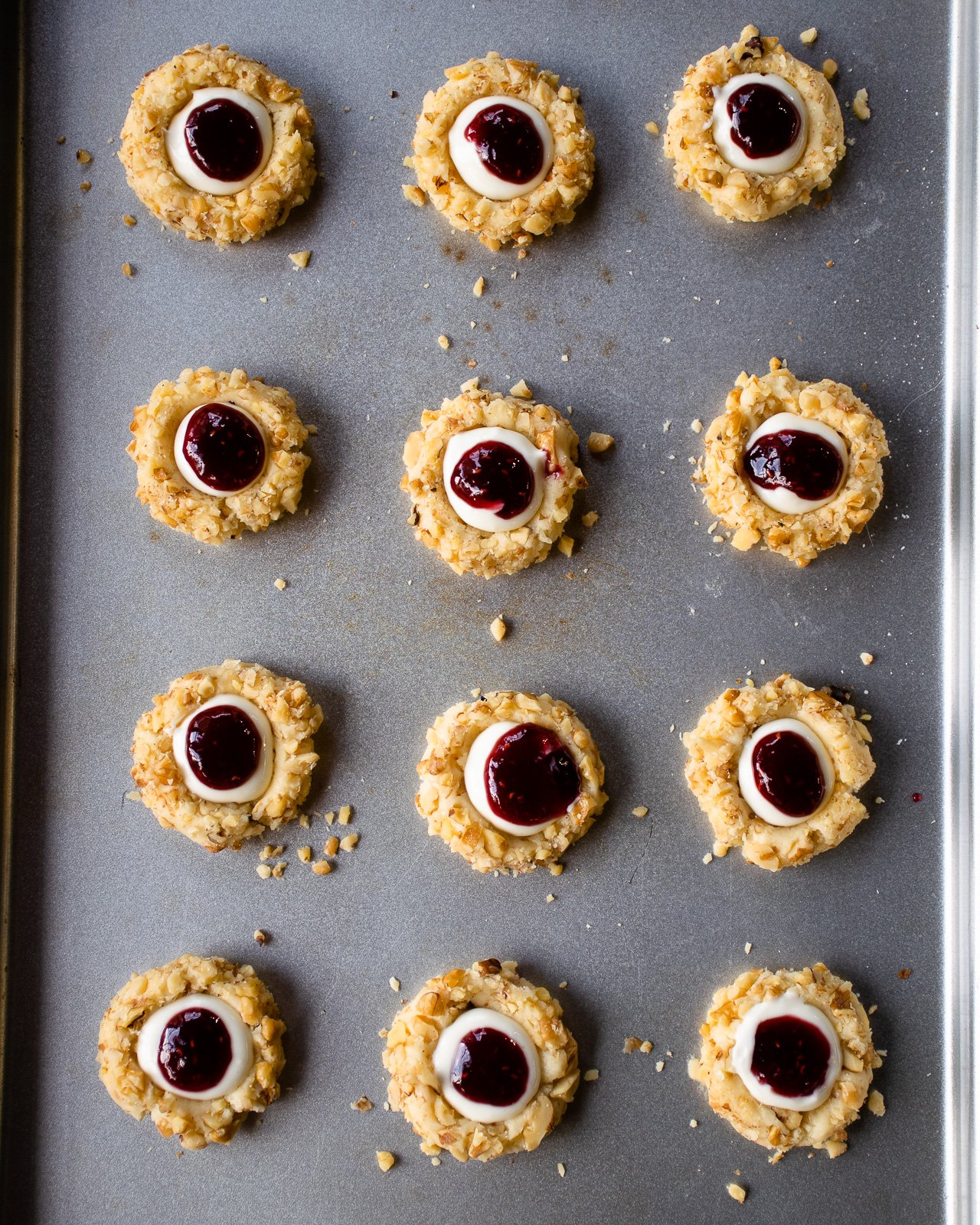 Raspberry cream cheese thumbprint cookies blue jean chef meredith