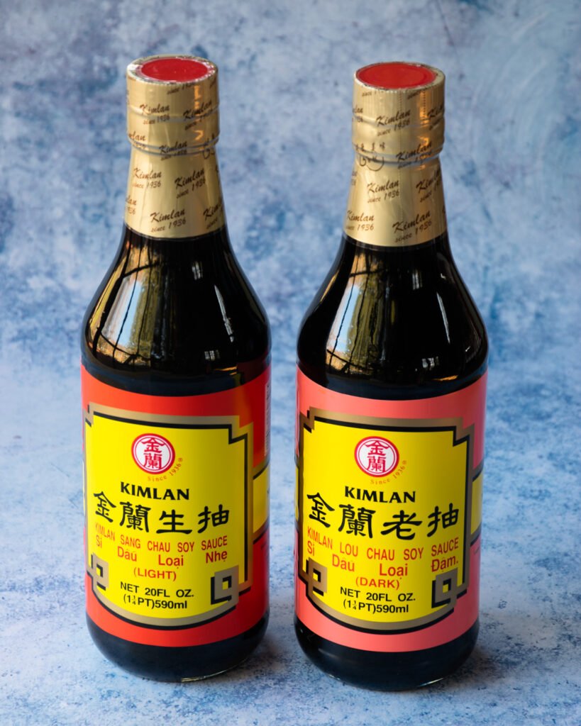 Dark and light soy sauce.