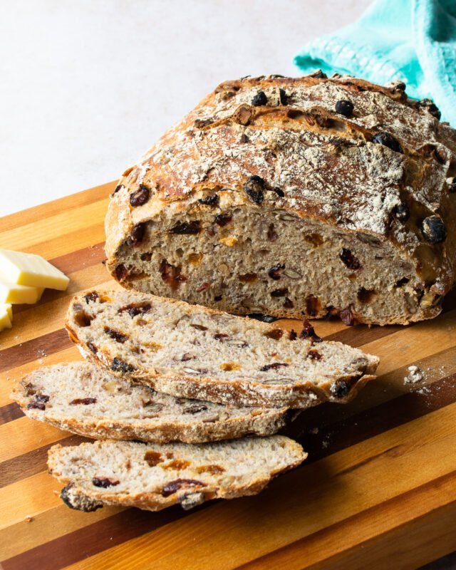 No Knead Fruit and Nut Bread | Blue Jean Chef - Meredith Laurence