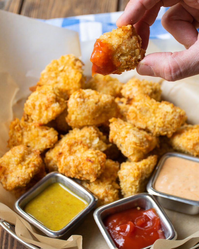 Air Fryer Sweet Potato Crusted Chicken Nuggets