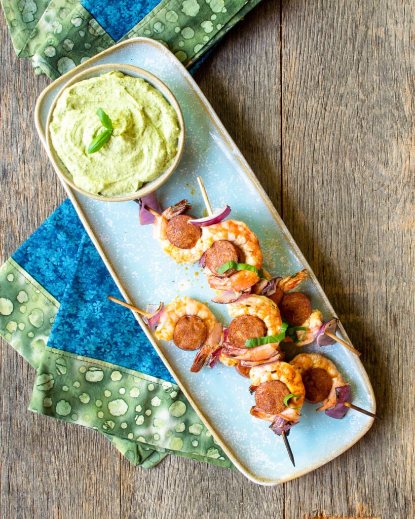 Grilled Shrimp Chorizo Skewers | Blue Jean Chef - Meredith Laurence