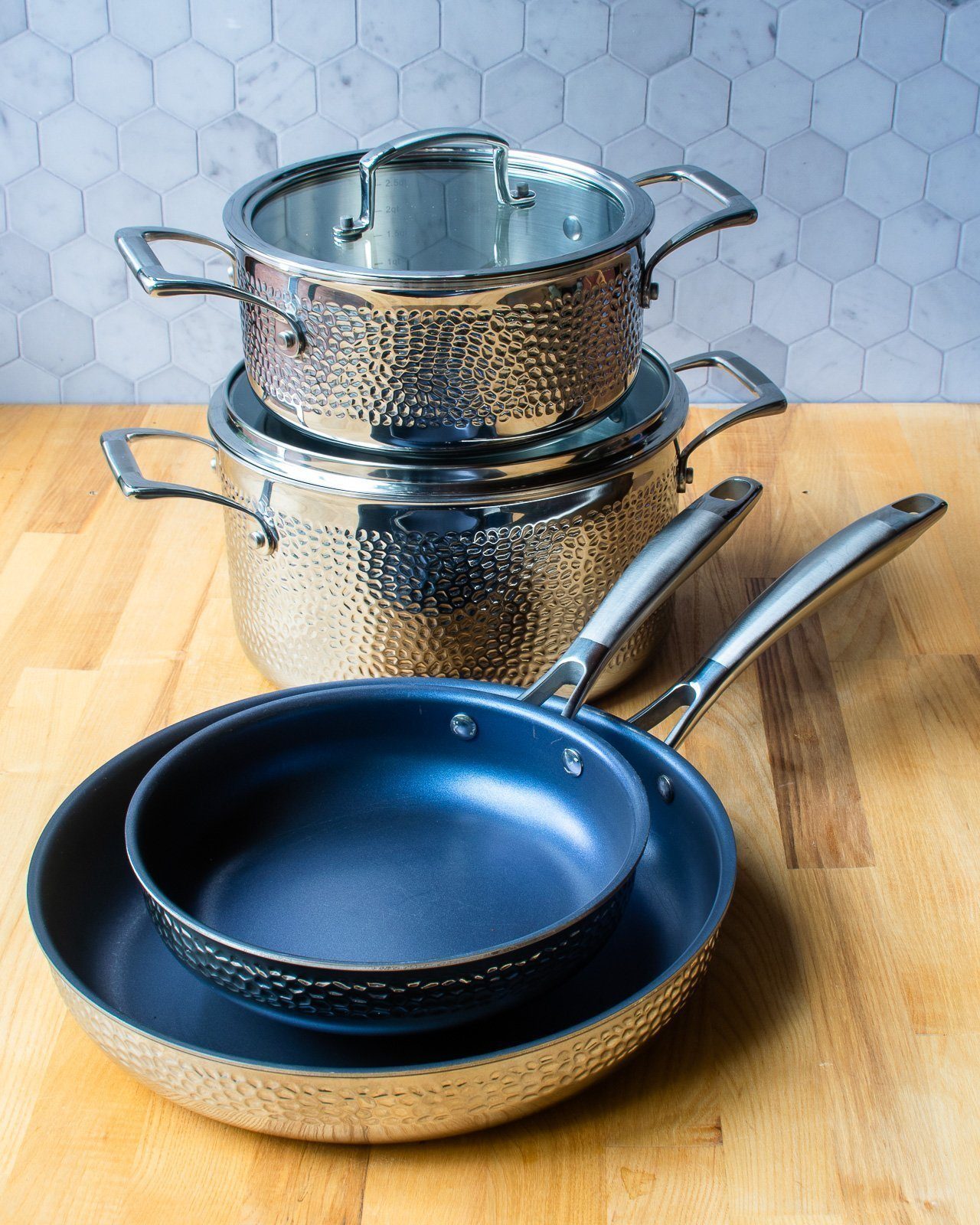 Blue Jean Chef® 6-piece Hammered Clad Cookware Set