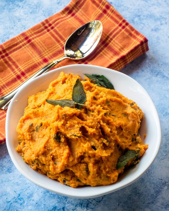 Mashed Sweet Potatoes with Maple and Sage