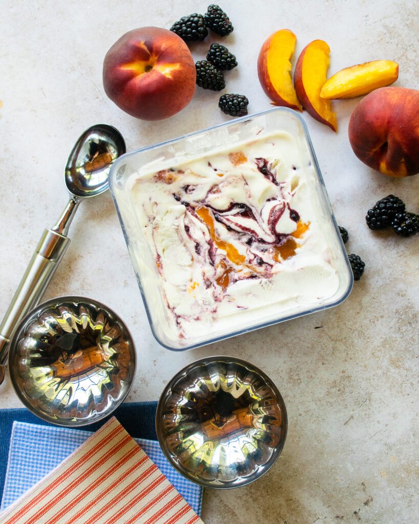 Peach and Blackberry Frozen Yogurt Blue Jean Chef Meredith Laurence