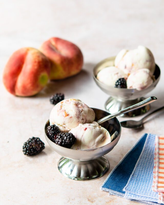 Peach and Blackberry Swirl Frozen Yogurt
