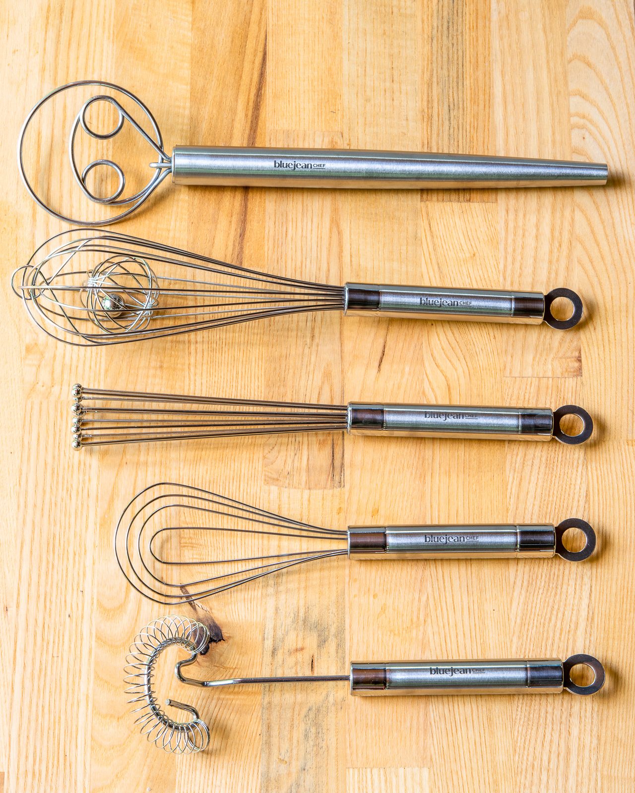 Blue Jean Chef 5-Piece Stainless-Steel Whisk Set, 5 Different Whisks - Blue