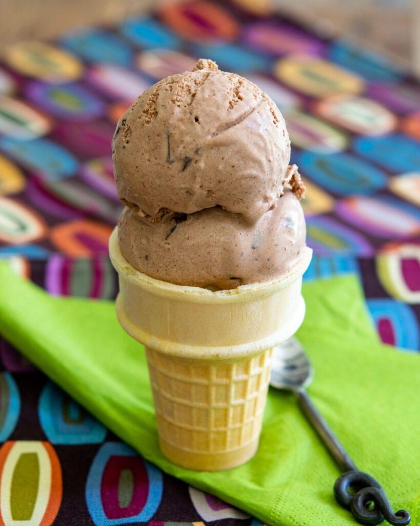 Chocolate Ice Cream on Sugar Cone-Double Scoop