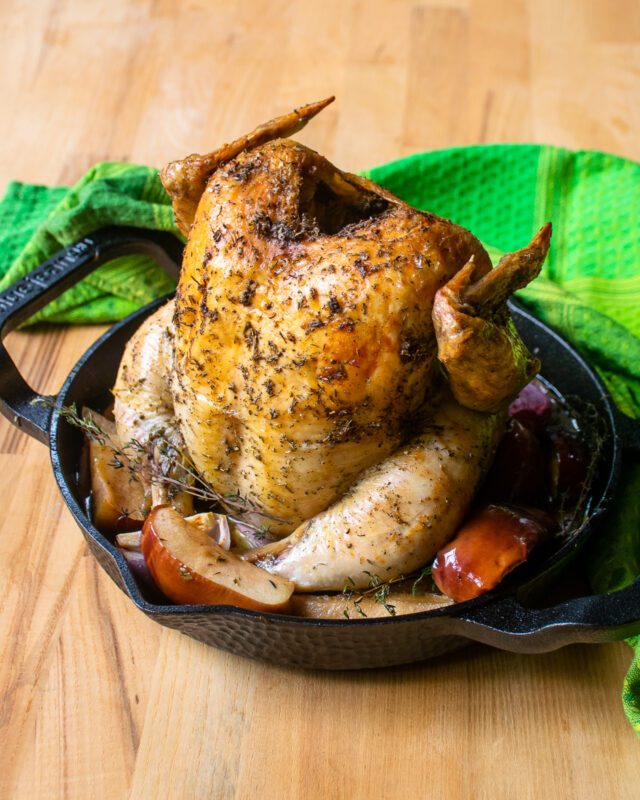 Roast Chicken with Apples and Sage