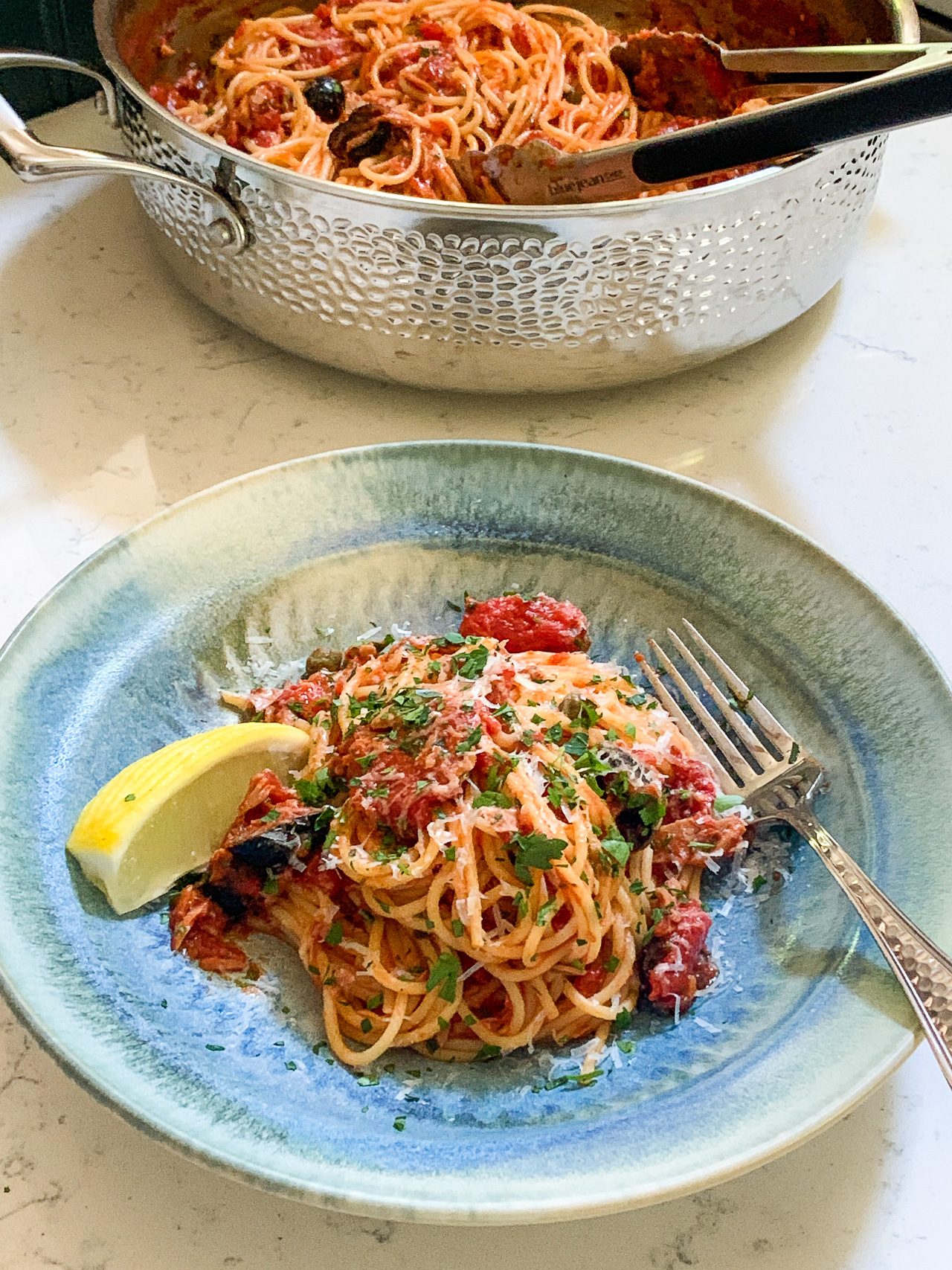 Spaghetti Tuna Puttanesca | Blue Jean Chef - Meredith Laurence