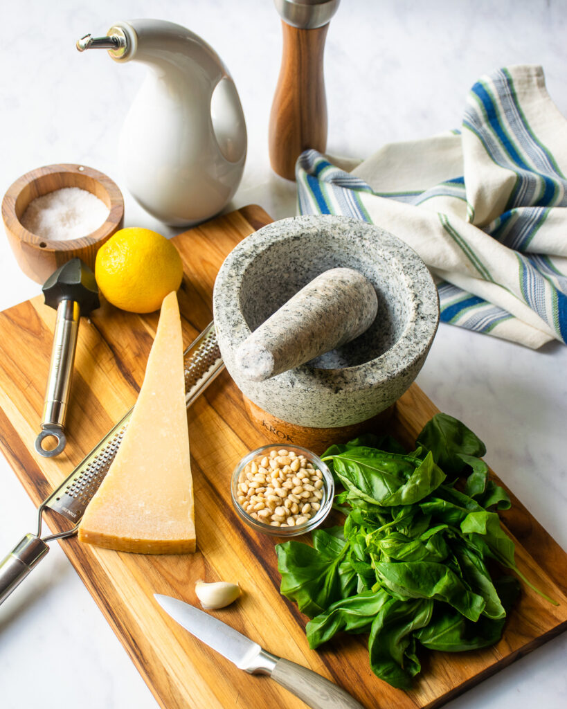 Avoid bitter basil and garlic with a mortar and pestle