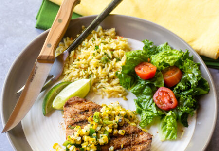 Grilled Tuna Steaks with Corn Scallion Salsa