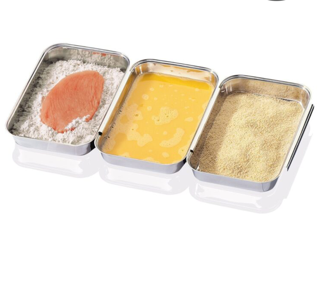 3 Piece Stainless-Steel Breading Trays