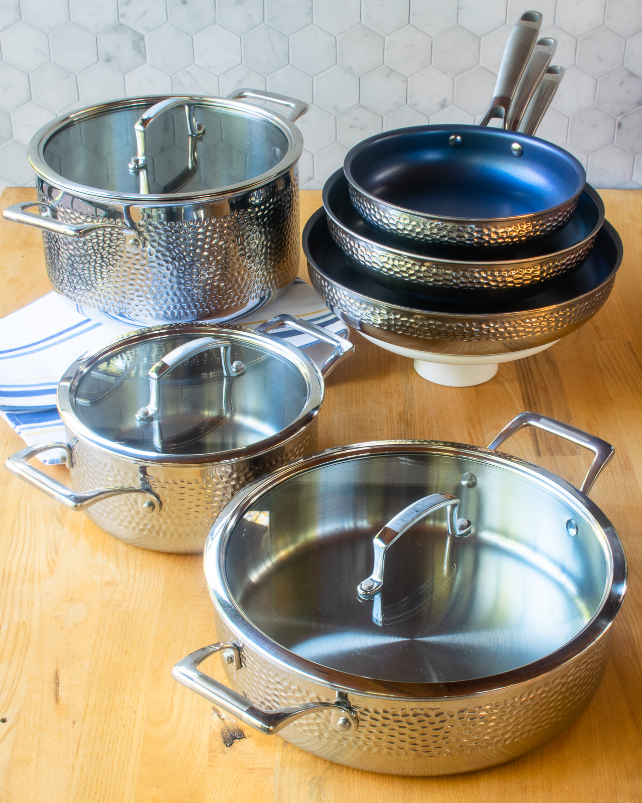 Blue Jean Chef® 9-Piece Hammered Clad Cookware Set